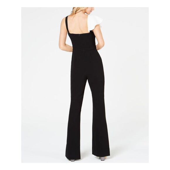 NWT RACHEL ZOE Womens Black Sleeveless V Neck Party Flare Jumpsuit 12 - Picture 2 of 5